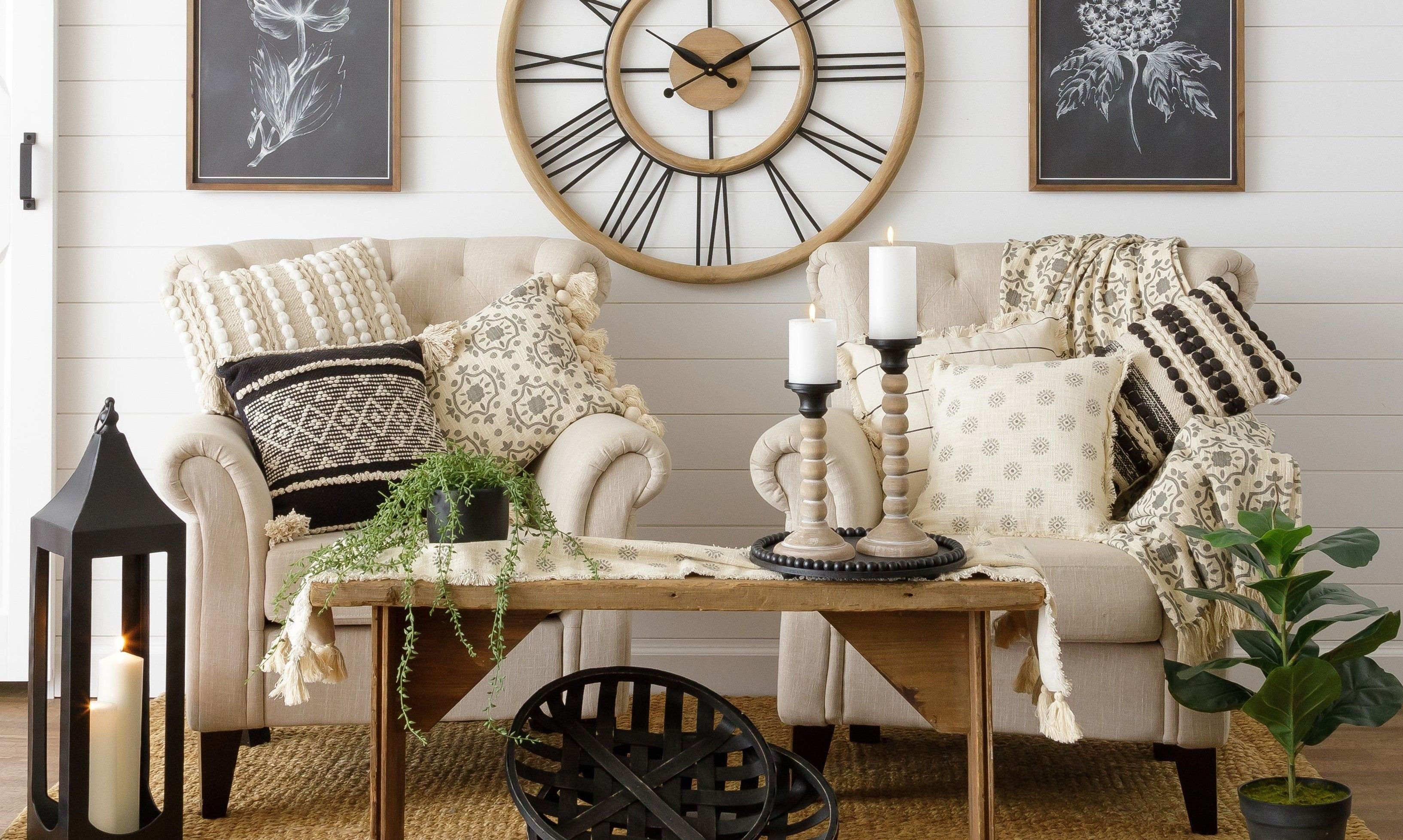 Boho farmouse room scene