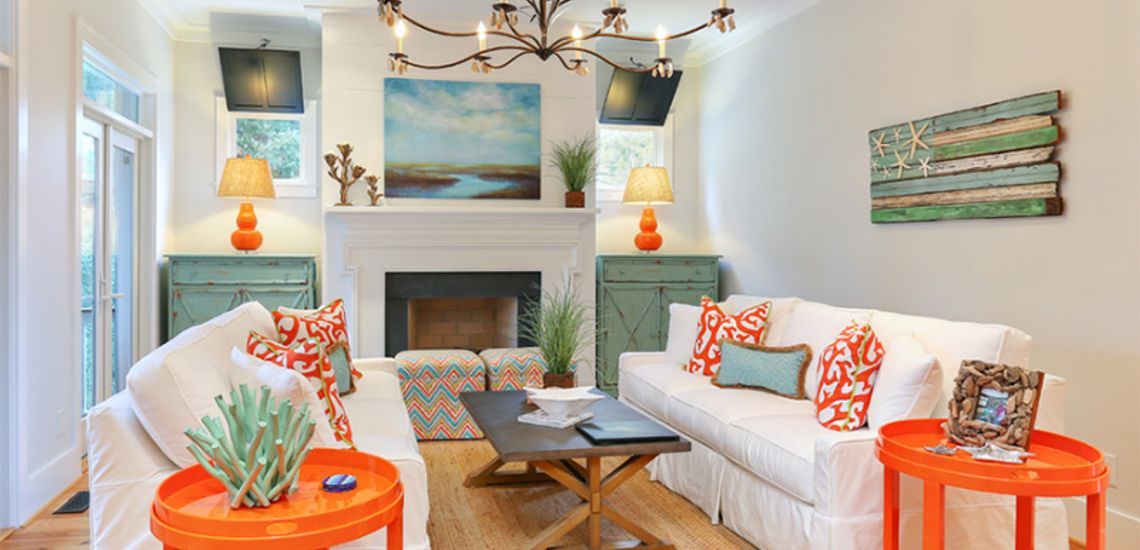 Orange and white decor