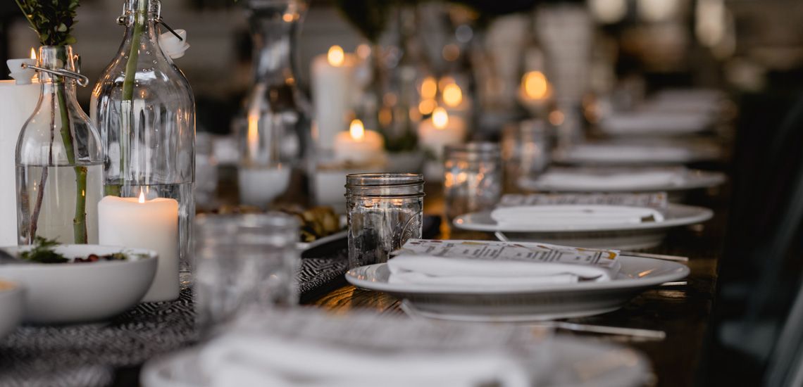 Dining table with plates