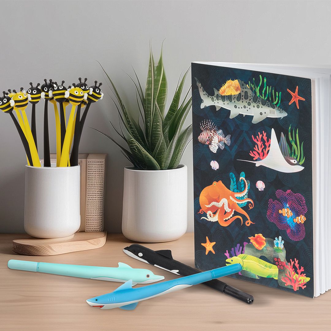 Add fun & flair to writing with our fabulous New Pens. Crafted with a fine point tip, these pens will make doodling more enjoyable. 🖋️🦈🐈️😺🐝💛🖤⁠