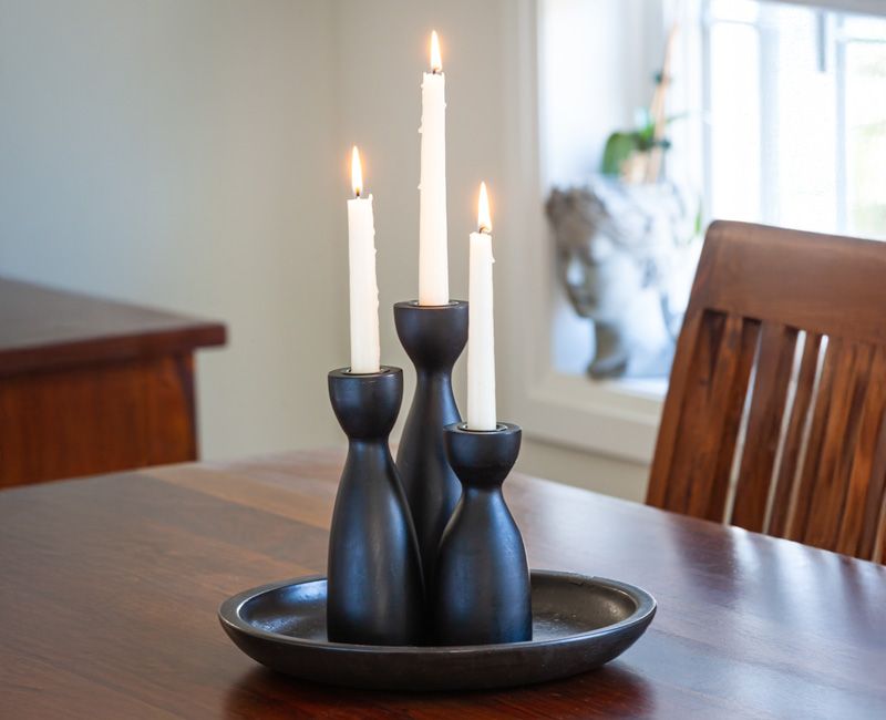 Black candle holders