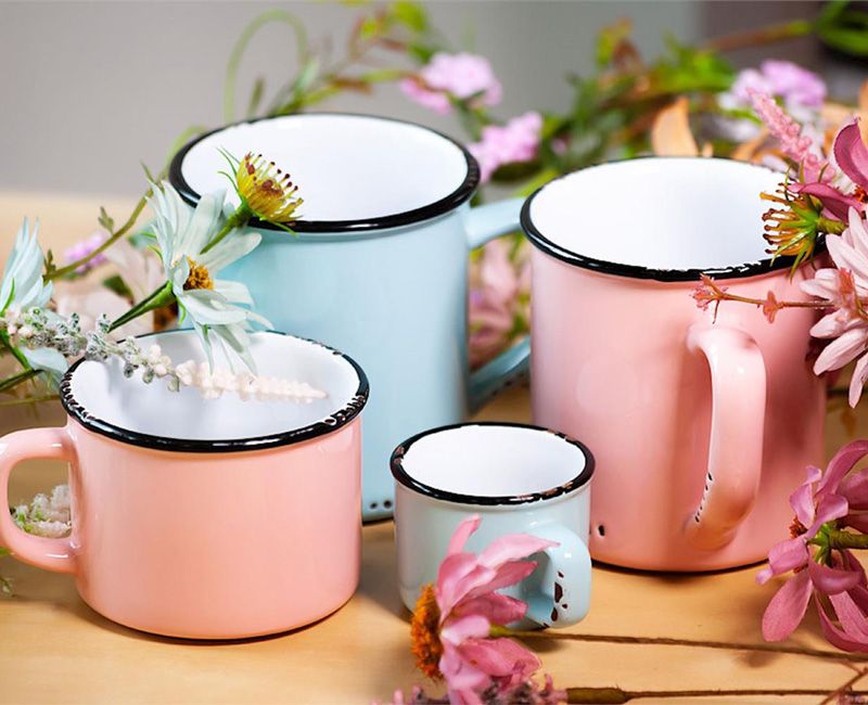 Pink and blue mugs