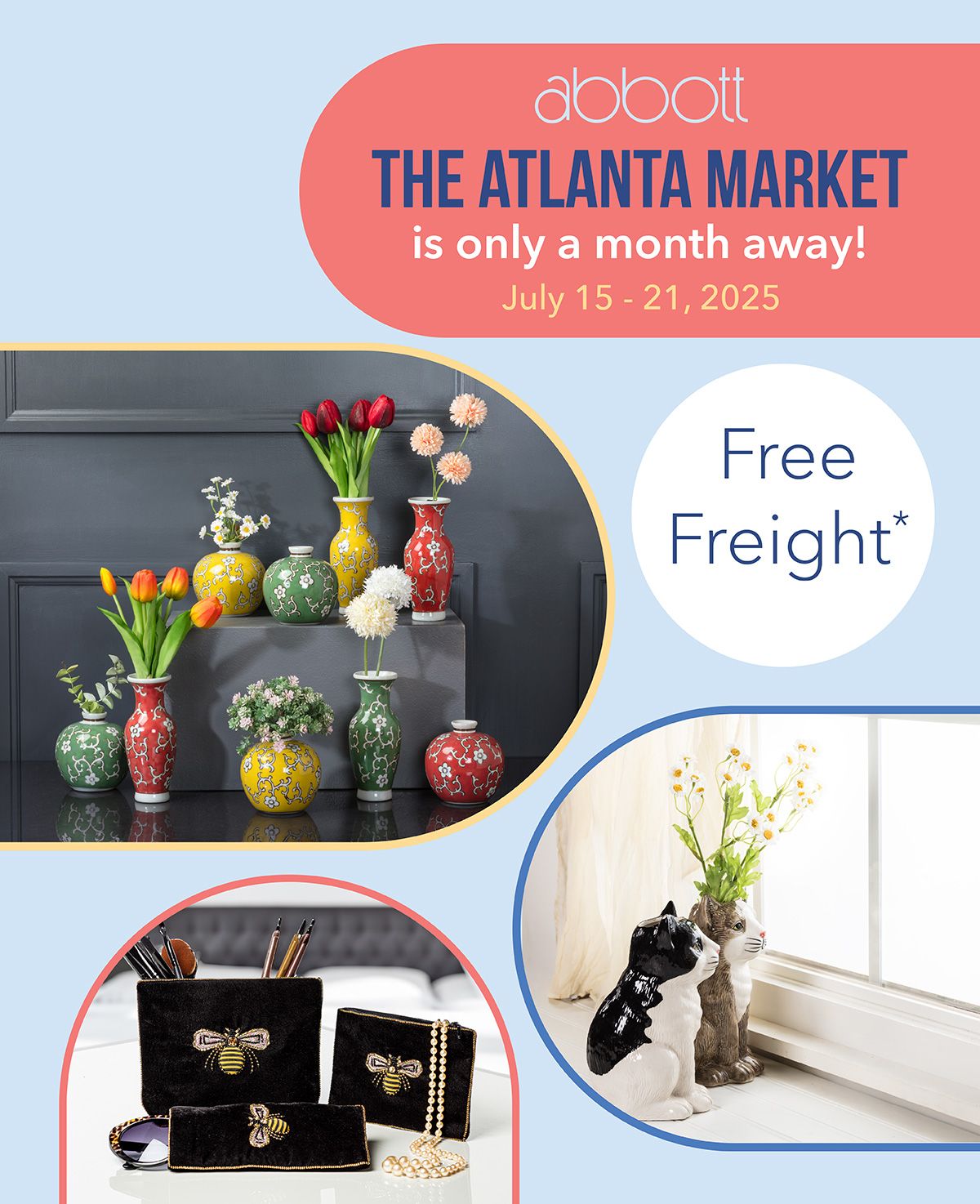 The Atlanta Market is only a month away! Drop by to see hundreds of new products and receive Free Freight on all orders over $1000! Also, check out our 2025 Holiday Collection. 😄✨️👌⁠