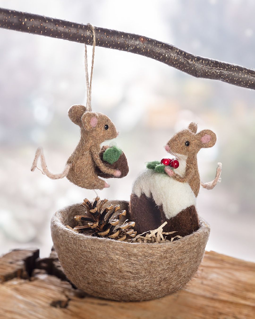 Not a creature was stirring... except for these mice! Add these fuzzy felt ornaments and their festive pals to your collection for instant “aww” appeal. 🐭🐁❤️💚⁠