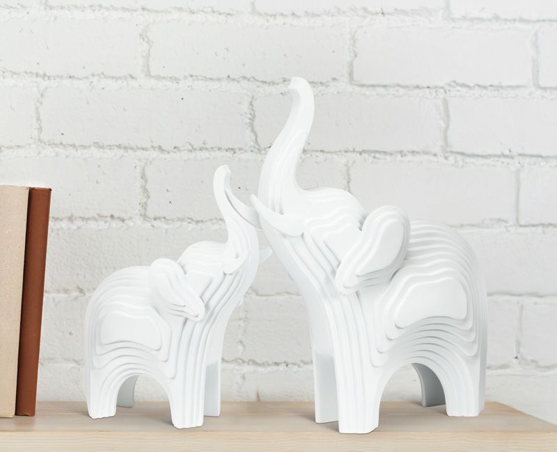 white decor elephants
