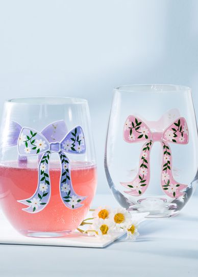 glassware with bows