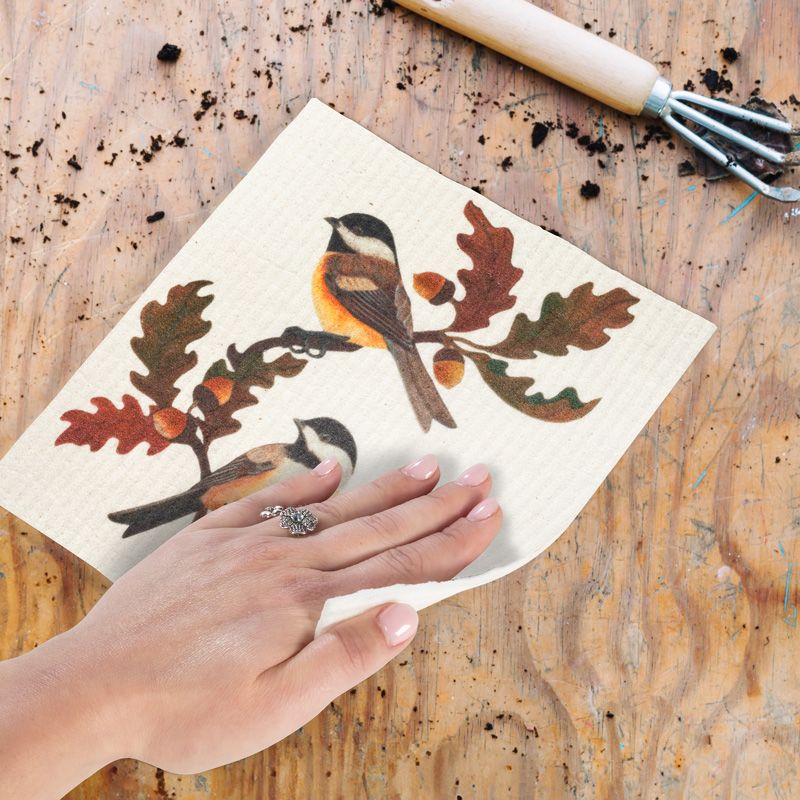 Chickadee dishcloth