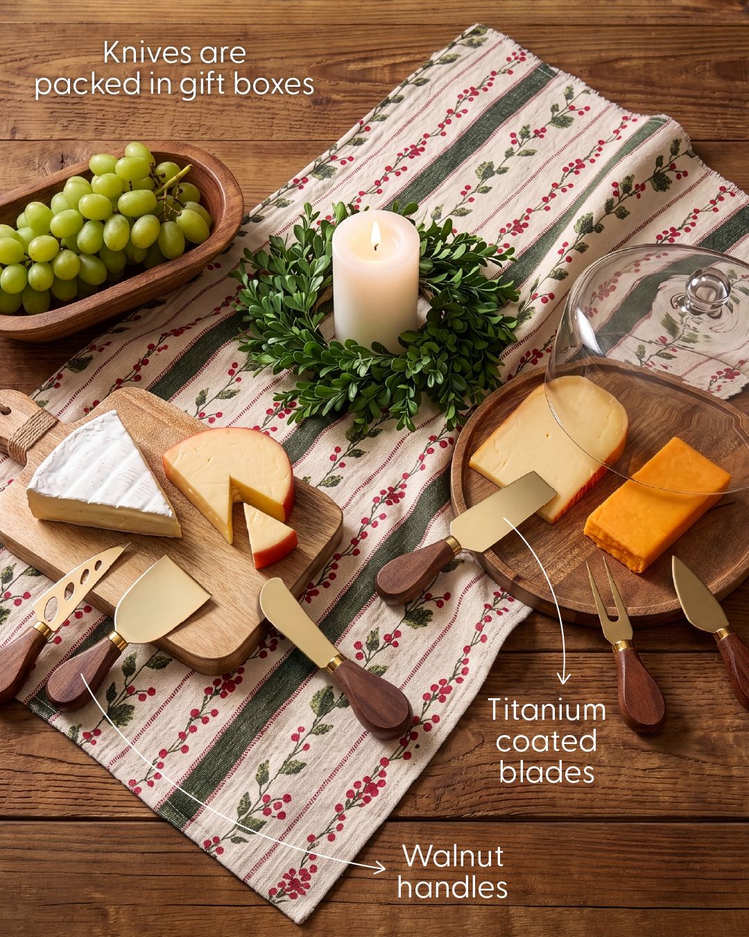 Say Cheese! Turn appetizers into an eye-catching spread with natural wood trays and coordinating cheese knives. Layer on cheeses, cured meats, olives, fruit, and more for effortless entertaining. 🧀💛💚❤️⁠