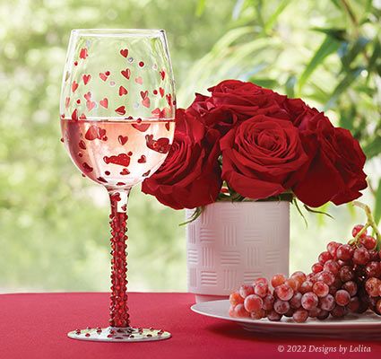 Wine glass with hearts