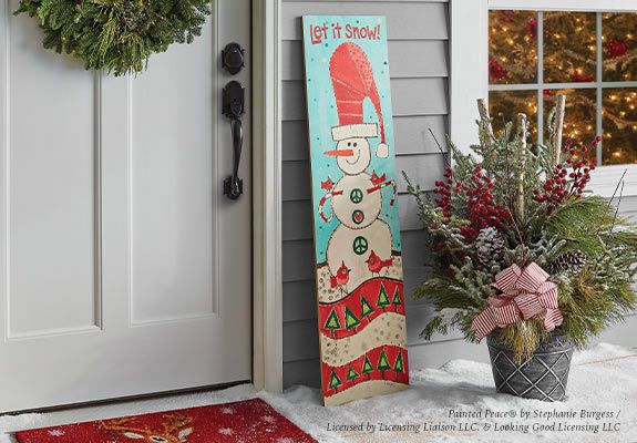 Snowman Panel Sign at Front Door