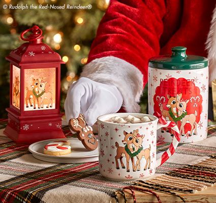Rudolph Lantern, Coffee Mug and Cookie Jar