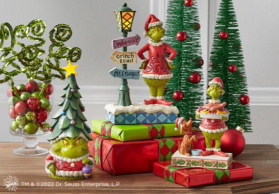 Grinch and Christmas Gnome Figurines