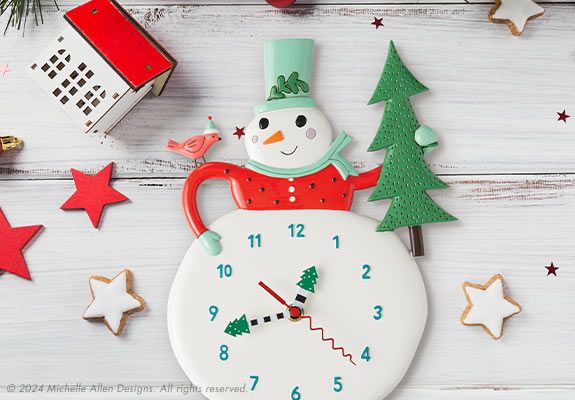 allen designs snowman clock