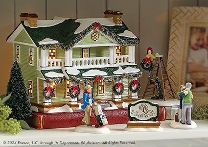 Snow Village lit building