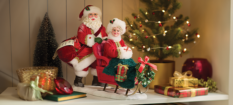 Santa and Mrs. Santa with sleigh