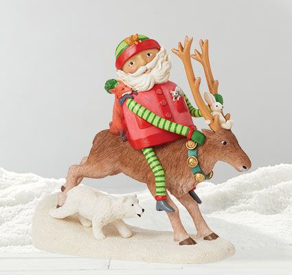 santa on reindeer figurine