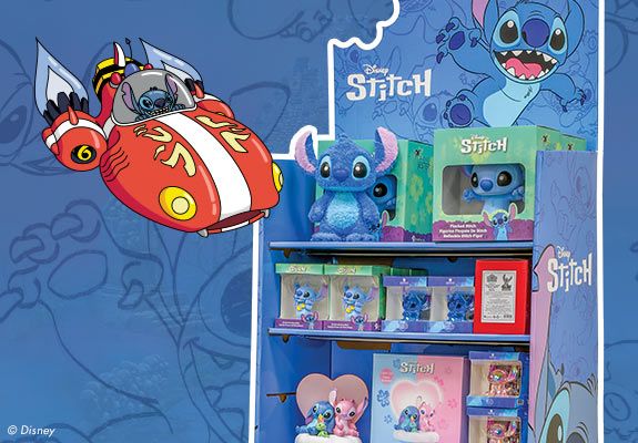 Stitch figurine and display rack 