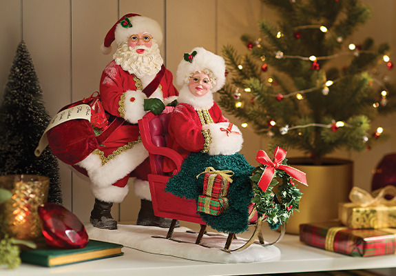 Santa and Mrs. Santa with sleigh 