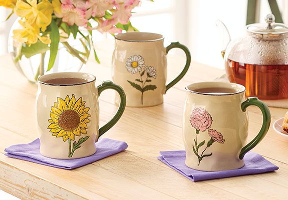 Our Name is Mud Flower mugs 