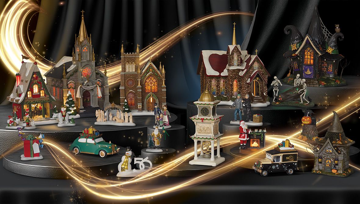 Village Anniversary Lit Buildings 