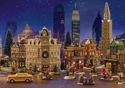 Village lit Buildings 