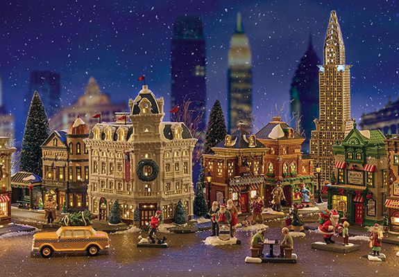 Christmas in the City lit buildings 