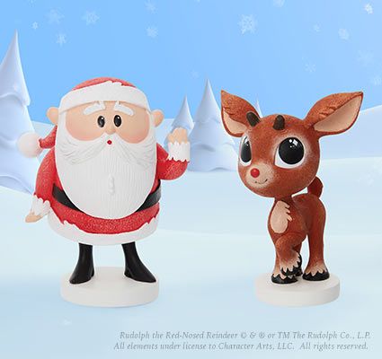 Santa and Rudolph Figurines