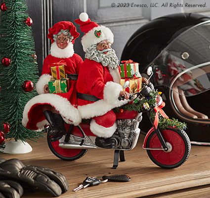 Santa and Mrs. Claus on Motorcycle