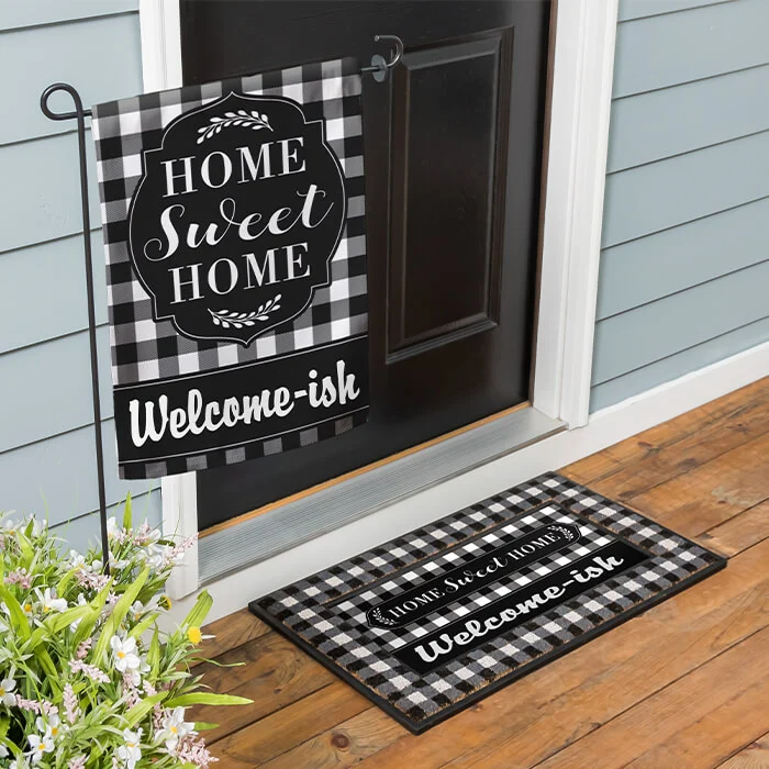 Wholesale personalized flag and mat set with a funny pun