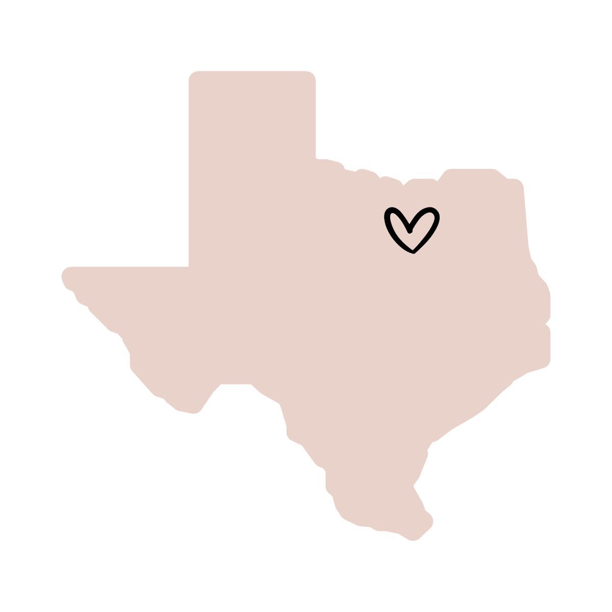 Dallas, Texas state with heart Gift Market