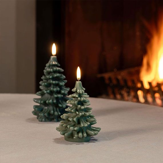 Uyuni Lighting  LED Candle Christmas Tree, Olive Green, Smooth, 3,9 x 5,9"