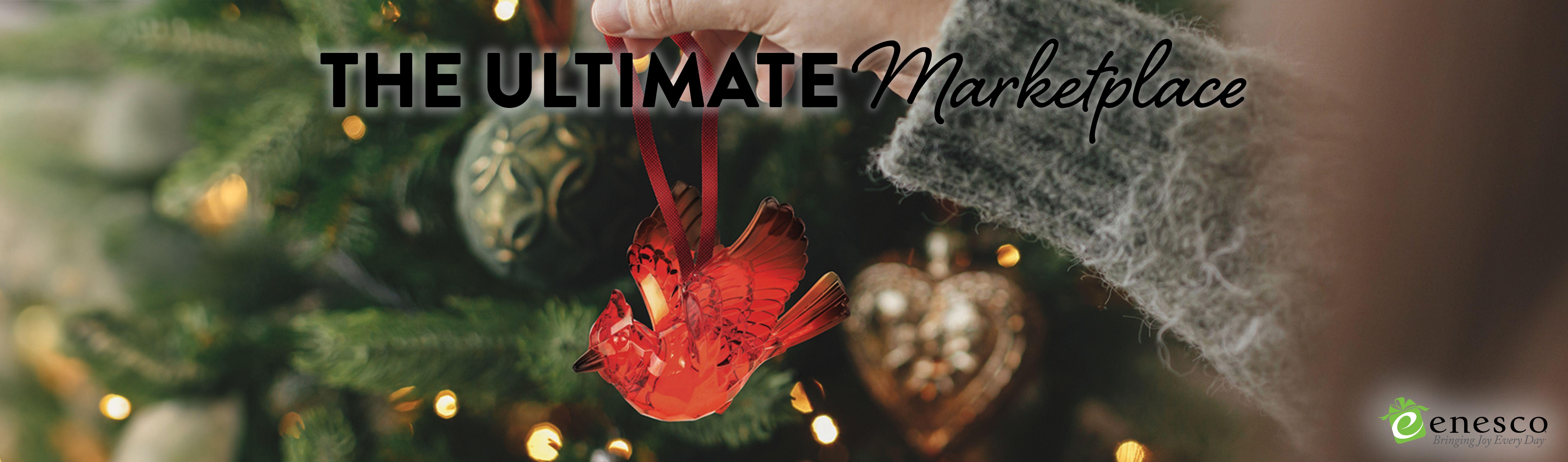 Cardinal Christmas ornament in front of tree