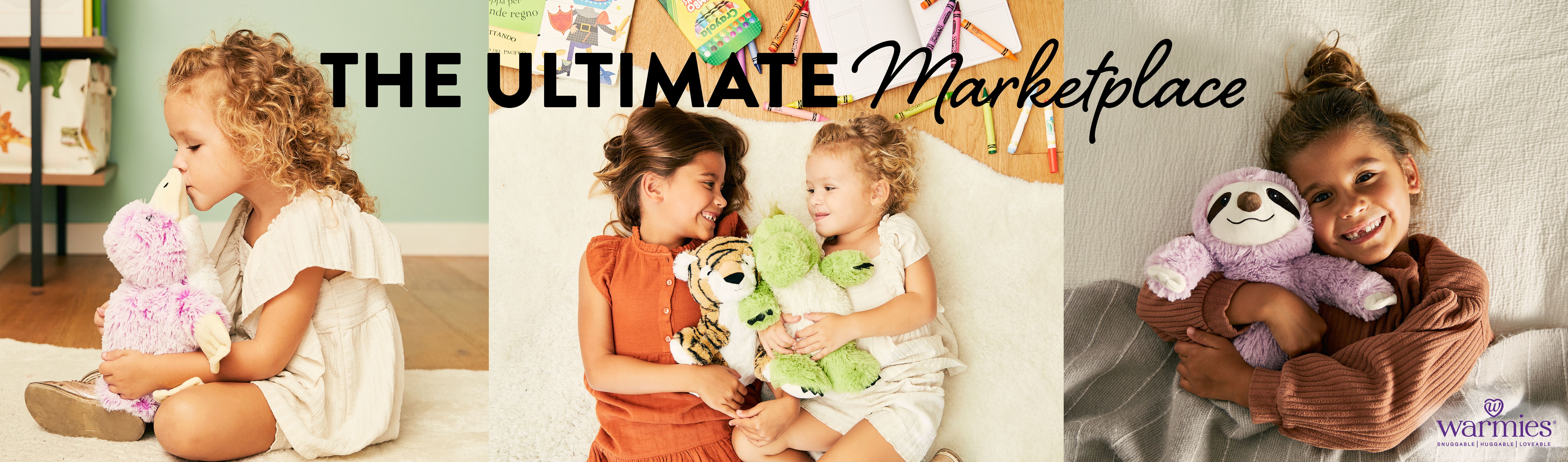 Children with plush toy animals