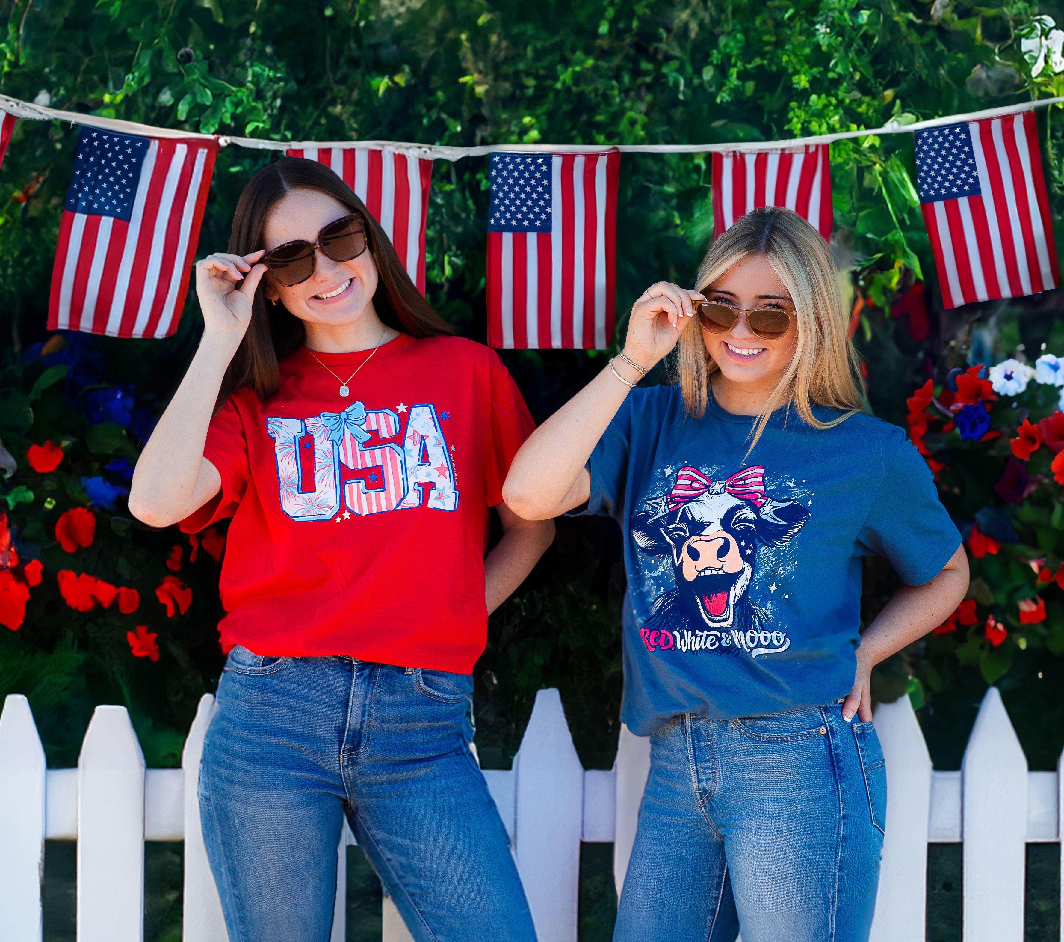 Two Women Wearing Fashion Shirts